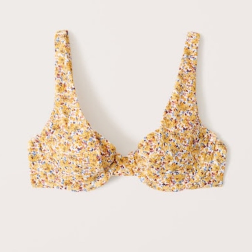 Abercrombie Underwire Squareneck Swim Top - Yellow Floral